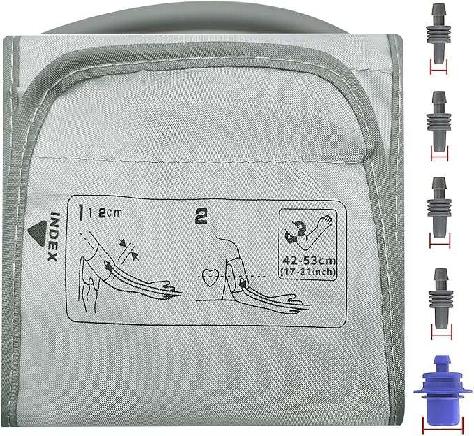 Extra Large Blood Pressure Cuff :17-21"(42cm-52cm) XL Blood Pressure Cuff for Big Arm, Widely Applicable to Automatic Upper Arm BP Monitor, Adjustable, Adult Cuff Only - 6 Connectors (Extra Large)