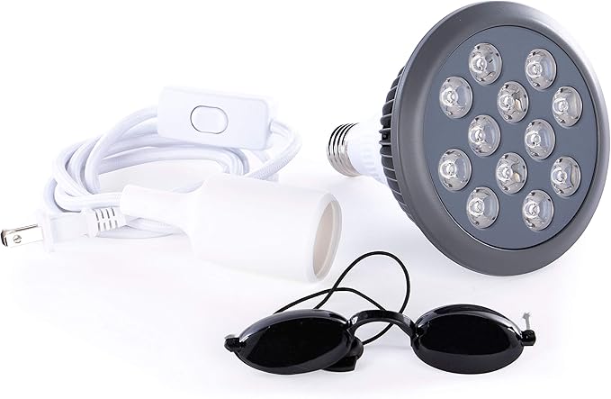 hooga Orange Light Therapy Bulb Power Cord Included. 605 nm Wavelength. 12 LEDs. High Irradiance, May Reduce Skin Redness and Irritation. Mood Enhancing Benefits.