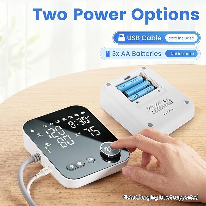 Smart Blood Pressure Monitor with Bluetooth, Automatic Upper Arm BP Machine for Home Use, Large Cuff (8.7”-16.5”), 2x120 Memory, Backlit LED Display, Storage Bag Included, Black