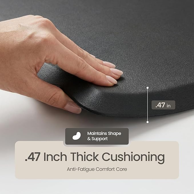 Anti Fatigue Kitchen Mats for Floor | Padded Kitchen Rugs | Non Slip, Cushioned Standing Desk Mat | Waterproof Floor Mat | 17.3" x 28" x 0.47" & 17.3" x 47.2" x 0.47", Black, 2-Pack | More Décor