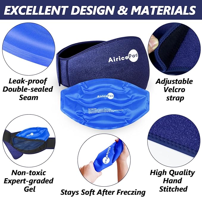 Ice Pack for Back Pain Relief, Reusable Gel Lower Back Wrap, Cold Compress Therapy for Waist Lumbar Injuries, Sciatic Nerve, Herniated or Degenerative Disc, Coccyx, Tailbone Pain Blue