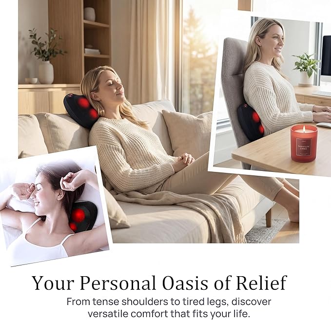 Papillon Back Massager with Heat,Shiatsu Neck Massager Pillow for Back,Neck,Shoulder,Foot & Lower Back Pain Relief,Electric Kneading Massager, Gifts for Women/Men/Dad/Mom/Fathers Day/Mothers Day