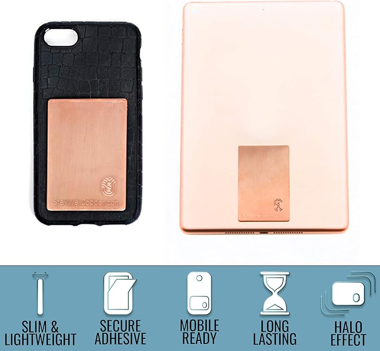 StayWell Pure Copper Plate Accessory Badge, Tablet or Cell Phone Health and Wellness Accessory (Two Sizes to Choose From)