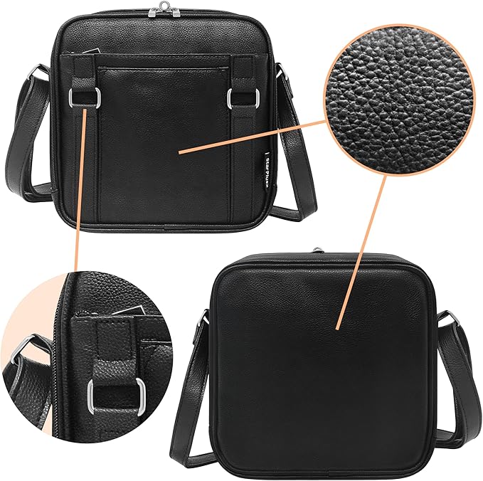 Medium 2-in-1 Pill Bottle Organizer, Crossbody PU Leather Purse for Women, Medicine Bag, Case, Carrier for Medications, Travel Medicine Organizer, Med Bag - Black (Without Lock)