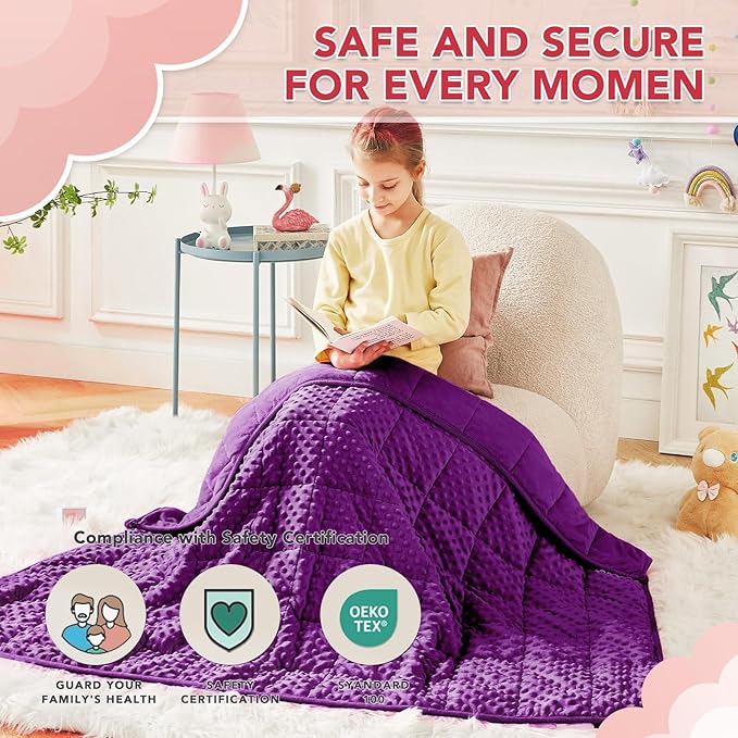 CuteKing Weighted Blanket - 40"x60" 10lbs Minky Dots Heavy Blanket with Glass Beads Soft Breathable for All-Season Summer Fall Winter Thick Comfort for