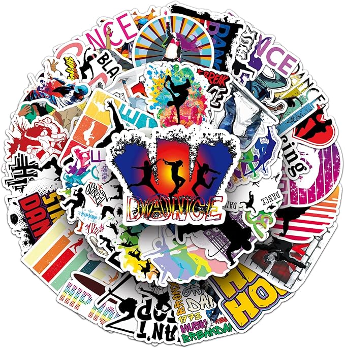 50pcs Dancing Stickers,Waterproof Vinyl Stickers with Breakdance, Street Dance & Ballet Elements, Suitable for Kids & Adults, Decor for Laptop, Phone