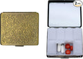 Set of 2 Metal-Plated Weekly (7-Day) Pill Box Case & Portable Medicine Organizer (Antique Brass Victorian)