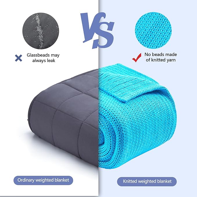 L'AGRATY Knitted Weighted Blanket - 50"x60" 7lbs Cooling Chunky Knit Heavy Blanket for Adults Braided Crochet Throw Thick Cable Yarn Knit Decorative No Beads Evenly Weighted Machine Washable