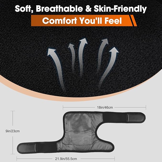 Cordless Heated Knee Massager for Pain Relief, Knee Heating Pad for Knee Arthritis, Heating Pad for Knee Pain, 6 Heatings, 3 Vibrations, 3 Timers, Adjustable Strap for Shoulder, Elbow, Knee