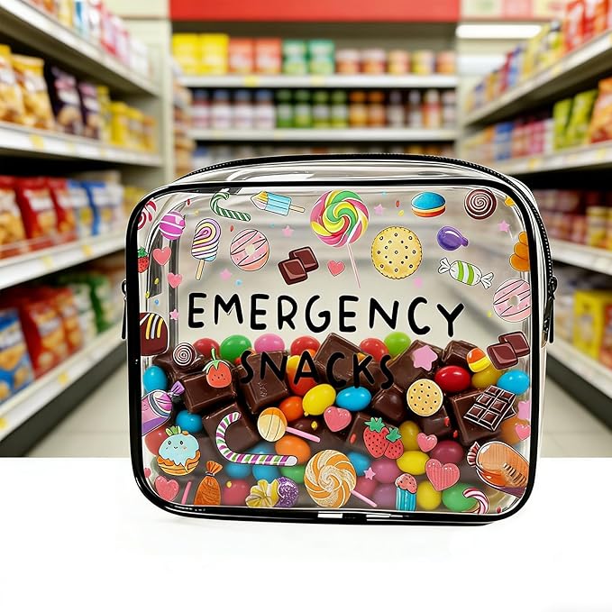 Emergency Food Storage Snack Bags for Women Travel Makeup Bag Organiser Organizer Pouches for Daughter Niece Birthday Gift Clear Cosmetic Bag with Zipper Emergency Snacks Pouch for Travel Accessories
