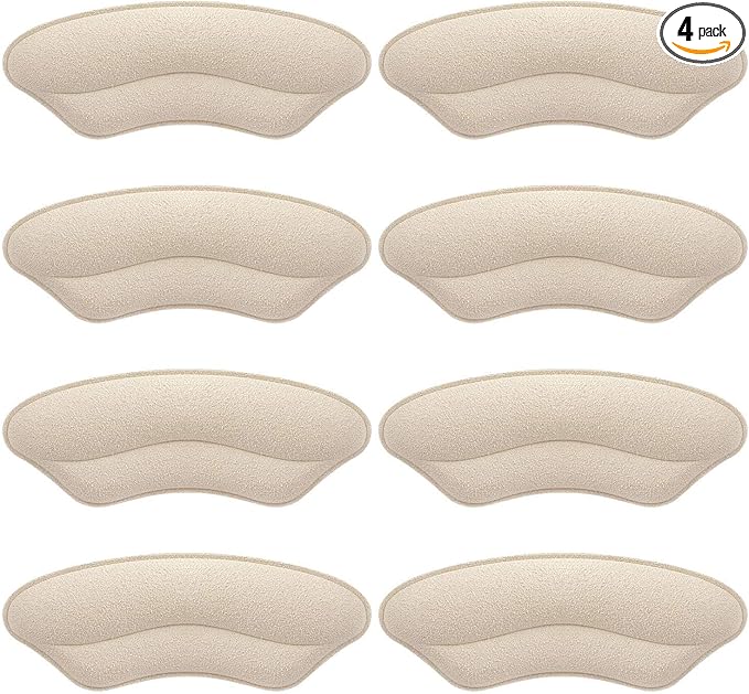 Premium Heel Pads Inserts Grips, Back of Heel Protectors Cushions Liner Prevent Too Big Shoe From Slipping, Blisters, Filler for Loose Fit for Men Women (Beige)
