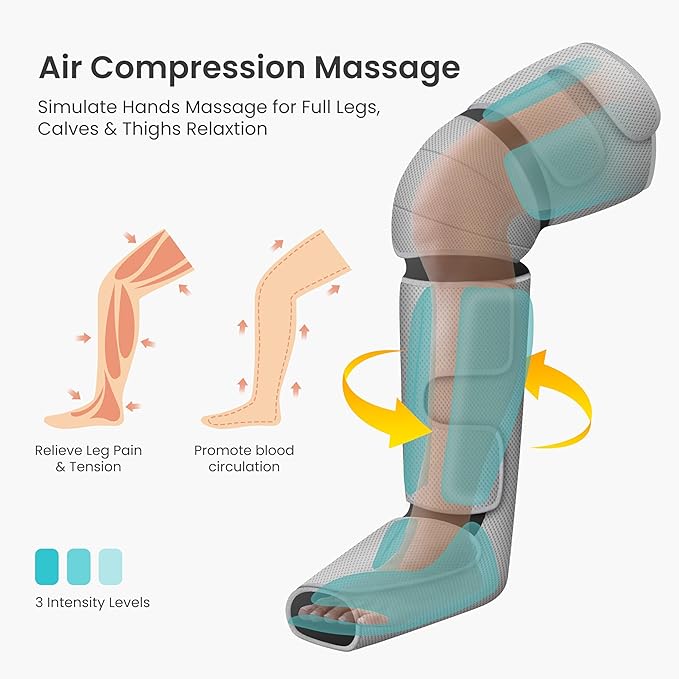 Snailax Leg Massager for Circulation and Pain, FSA or HSA Eligible, Leg Massager Machine with Heat and Air Compression, 3 Modes & 3 Intensity, Leg Calf Foot Wraps Massage Boots,Gifts