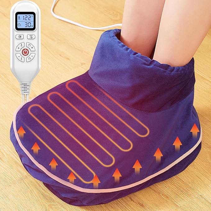 CAMECO Heated Feet Warmers for Women and Men, Electric Foot Heating Pad for Feet Neuropathy Pain Relief, Detachable Cover, Ankle Heating Pad Wrap for Achilles tendonitis, Auto Off Timer, 86-158℉