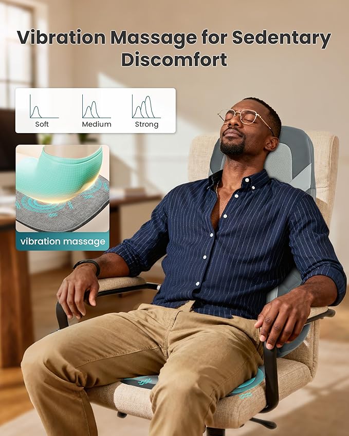 Shiatsu Back Massager with Heat,Full Back Massager for Pain Relief Deep Tissue,Longer Massage Chair Pad,Back Kneading Shiatsu or Rolling Massage for Chair,Christmas Gifts for Women Men Parents