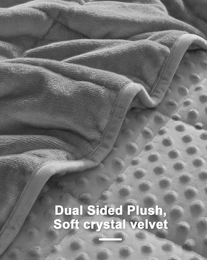 Weighted Blanket for Adults Queen Size 15 lbs, Soft Cooling Minky Dot Heavy Breathable Blanket for All-Season, Washable Weighted Throw with Glass Beads, 60 x 80 Inches, Grey