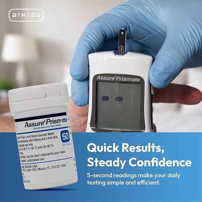Assure Prism Multi Blood Glucose Test Strips – 0.5 Microliter Sample Size, Accurate & Fast 5-Second Results, Compatible with Assure Prism Multi Glucose Monitoring System, 50 Count