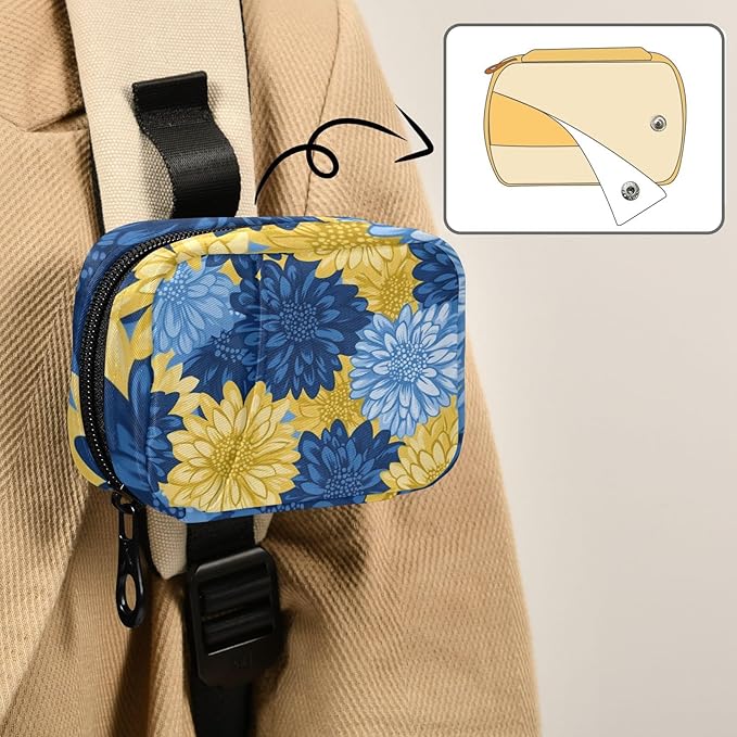 Travel Pill Case Chrysanthemum Flower Weekly Small Pill Box 7 Day Pill Box Pill Organizer Bag