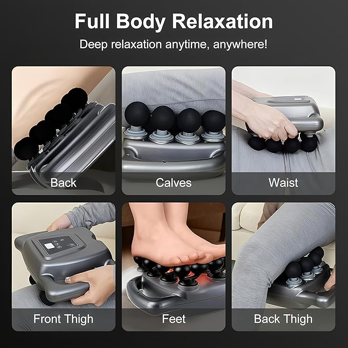 16-Drive 8-Head Massage Gun Set, Deep Tissue Percussion Massager with 16 Massages Heads, Red Light Therapy, Quiet Muscle Massage Gun for Back, Shoulders, Legs, Foot, Body Muscle Pain Relief (16-Head)