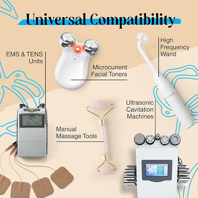 2 Pack Conductive Gel for Microcurrent | 8Oz & 3Oz TENS Gel Conductor Facial w/Aloe Vera, Hyaluronic Acid, Blue Tansy & Jojoba Oil | Hydrating, For All Skin Types| For Microcurrent & RF Facial devices