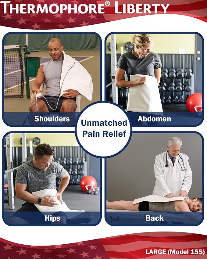 Assembled in The USA - Thermophore Liberty 2 - Moist Heating pad for Arthritis, Back, Neck, Shoulder Pain and Cramps Relief - Electric, 3 Temperature Settings with auto Shut Off, Large 14" x 27"