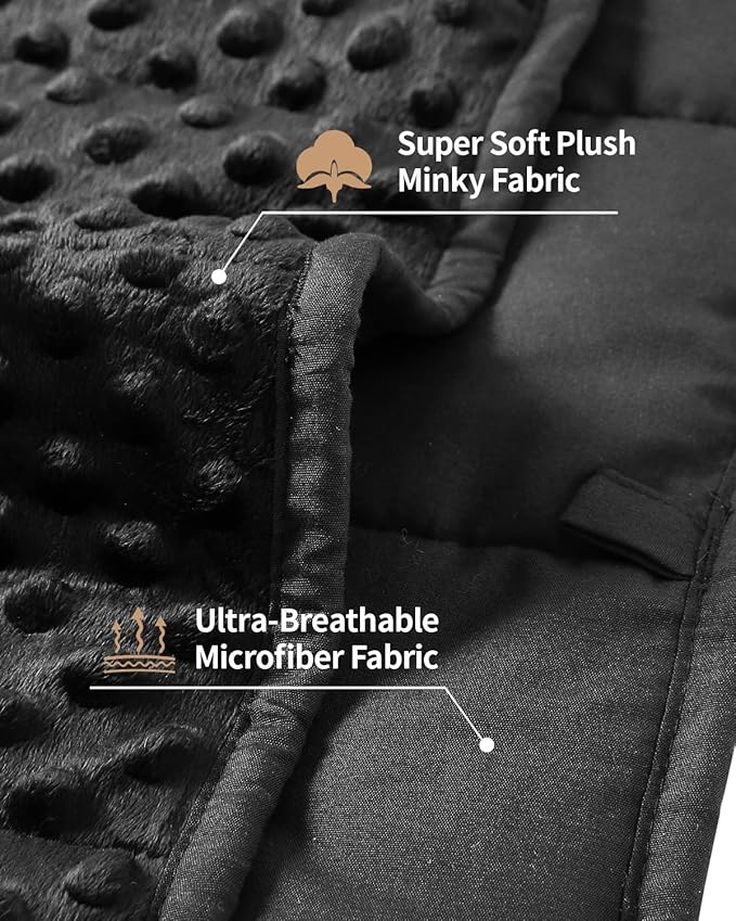 Mr. Sandman Weighted Blanket for Adults, Heavy Blanket for Woman,Man Sleeping/Calm, Soft and Cozy Weighted Throw Blankets, Machine Washable, 48 x 72in, 12 lbs, Black