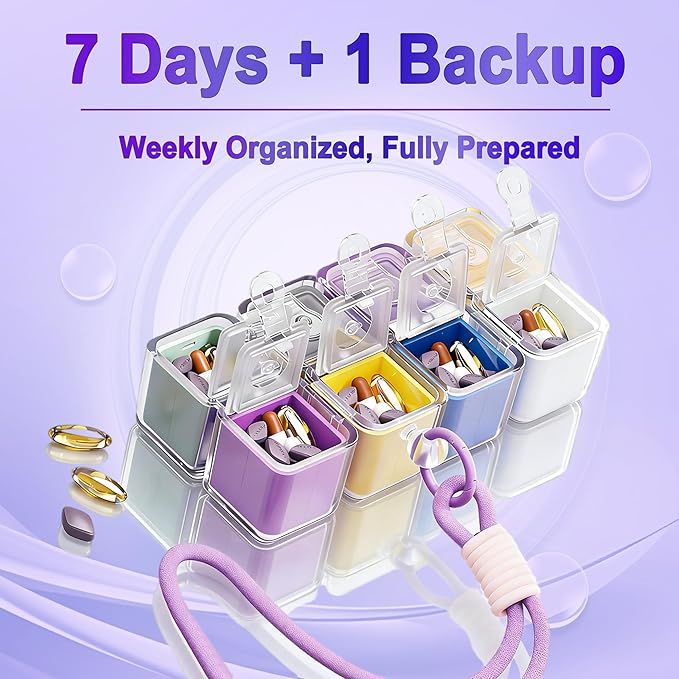 Weekly Pill Organizer - Foldable Travel Pill Organizer Magic Cube - Large Daily Pill Case for Fish Oil, Medicine, Vitamins, Supplements, Sugar