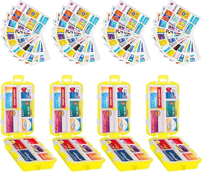 INVODA 7-Day Pill Organizer with Medicine Labels Travel Pill Case Compact, Portable Medication Organizer for Daily Use (3.7 x 2.4 x 1.18 Inches)