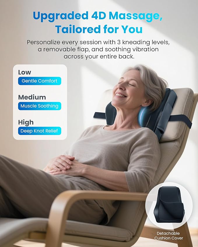COMFIER Cordless Back Massager with Heat,Vibration & Shiatsu Neck Back Massager for Pain Relief Deep Tissue,Rechargeable Nekc Shoulder Massager Portable,Gifts for Mom Dad