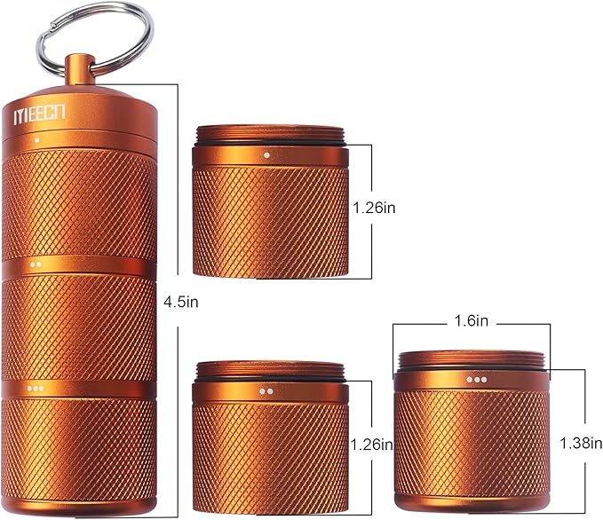 Three Layer Large Pill Organizer, Aluminium, Metal Dispensers, Waterproof, Can Store Pills Anything Sizes, Vitamins, Cod Liver Oil, Supplements and Medication (Orange)