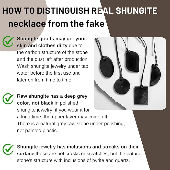 Shungite Necklace Pendant Jewelry Set Pack - Authentic Shungite Protection Blocking Stones - Crystal Shield for Women and Men