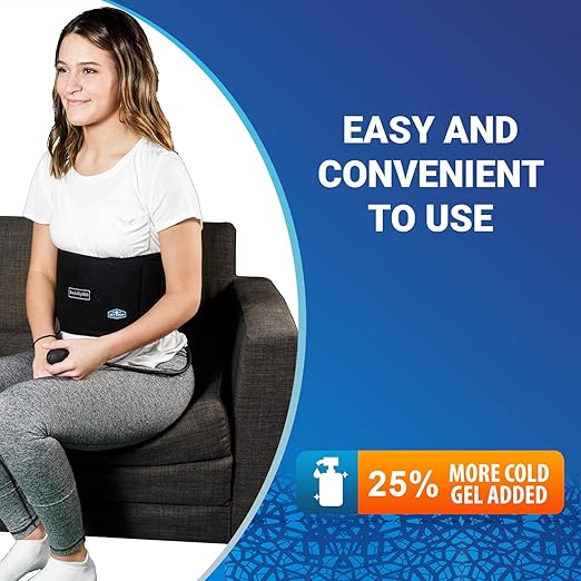 Cold Pack Compression Wrap for Back Pain, Ice Pack Therapy Large Waist/Rib, Cryo-Cool Flexible Treatment for Injuries, Aches, Swelling, Sprains, Inflammation