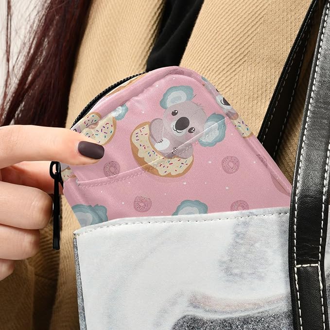 Fustylead Cute Koala Bear and Sweet Donuts Travel Pill Case Bag with Zipper Weekly Pill Box 8 Compartments 7 Day Personal Pill Case Purse Medicine Case Organizer