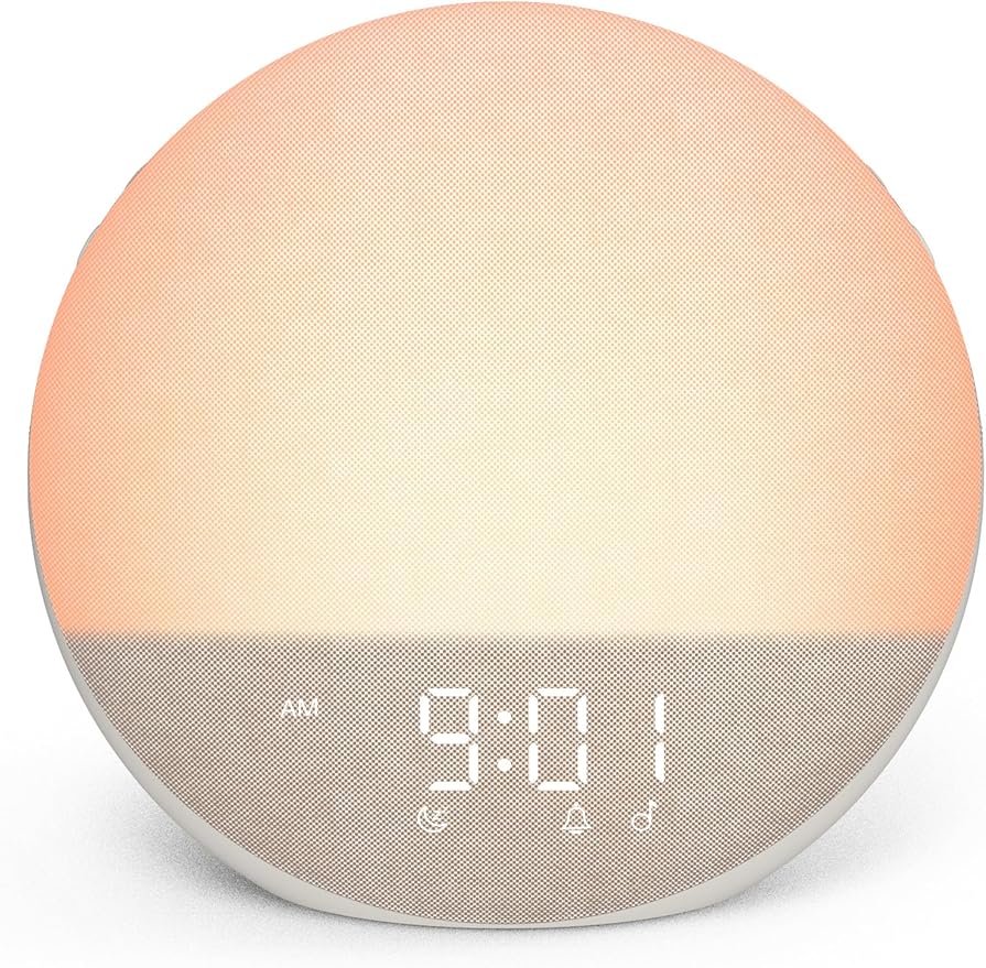 Sunrise Alarm Clock with Sound Machine: Gentle Wake Up Light & 7 Alarm Sounds for Bedroom - 3 Wake-Up Modes & 32 Volume Levels for Stress-Free Morning Putty