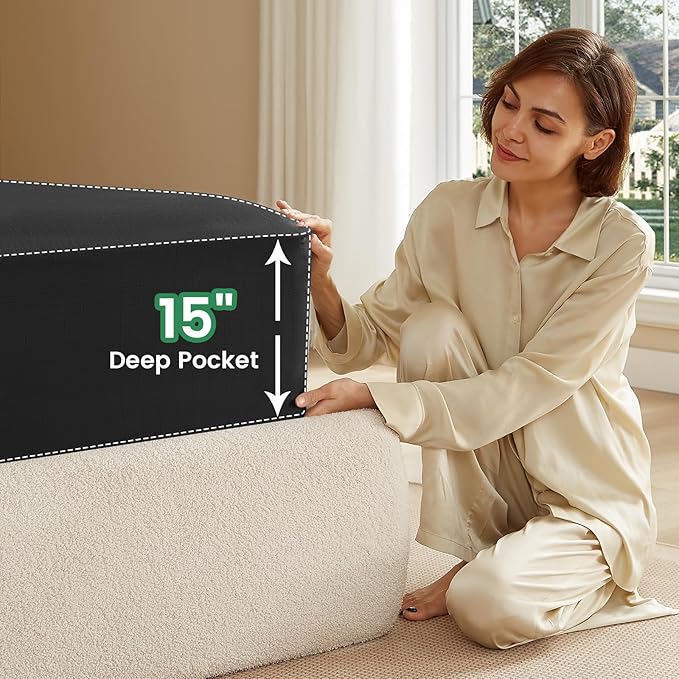 Grounding Sheets, 10% Silver Grounding Bed Sheets, 90% Organic Cotton Grounded 400 Threads Connected Bedding, Deep Pocket Fitted Sheets with Grounding Tester - [King 76"x 80"x 15", Obsidian Black]