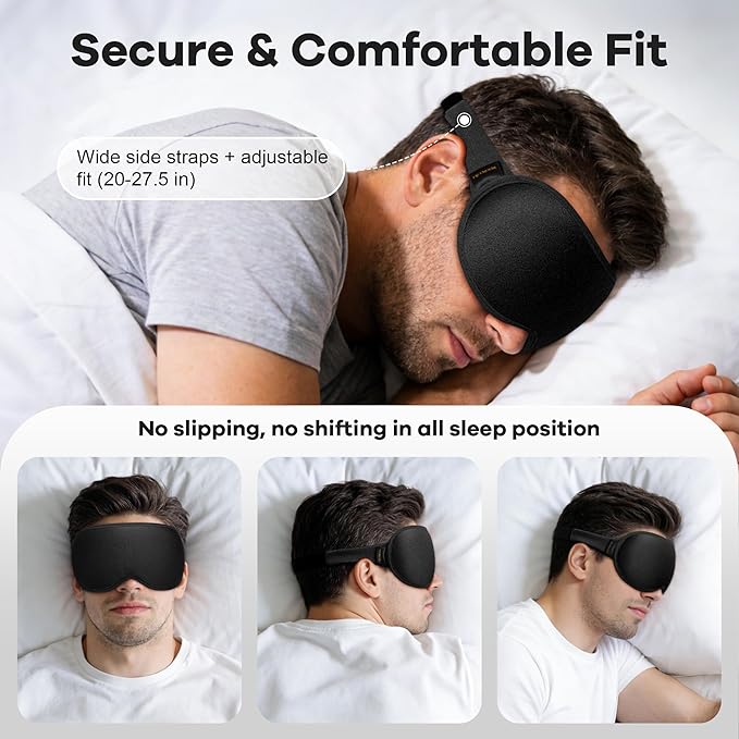 Weighted Sleep Mask 2 Pack - 3D Contoured Eye Masks for Sleep, Best Blackout Sleep Masks for Women Men, Eye Mask for Travel, Meditation, Airplane, Memory Foam, Adjustable Strap, Pink, Purple