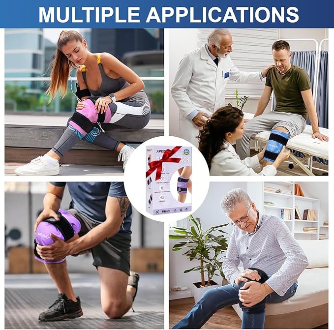 APEXUP Ice Pack for Knee Pain Relief, Large Reusable Wrap After Surgery, Flexible Gel Cold Pack for Injuries, Pain Relief for Back, Shoulder, Elbow, Ankle and Leg (Blue, XXL, 1PK)