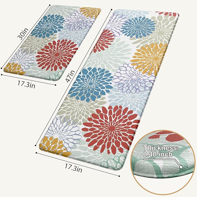 MAYHMYO Kitchen Mats for Floor - Kitchen Anti Fatigue Mat Set of 2 - Non Slip Cushioned Rugs for Standing