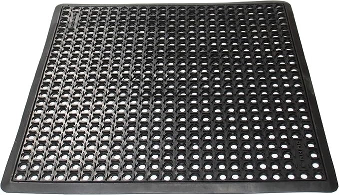 Rhino Mats, B-Series Anti-Fatigue Drain-Thru, Grease Resistant, Non-Slip Drainage Floor Mat for Restaurant, Kitchen, Pool, Car Wash, Lab, Gyms, Workplace, Docks or Anywhere (Black, 3' x 3' x 3/4")