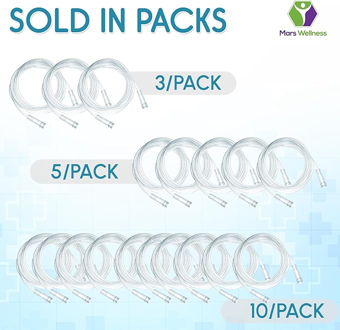 Mars Wellness Oxygen Tubing - Premium Clear Crush Resistant Oxygen Tubes - 50 Foot - 3 Tubes