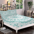 Decorative Fitted Sheet Set Twin XL Size, Aqua Deep Pockets Fitted Sheet & 2 Pillow Sham Set(No Flat Sheet), Mandala Tribal Design Tie Dye Floral Leaves Art Printed Microfiber Bedding 3pc Set