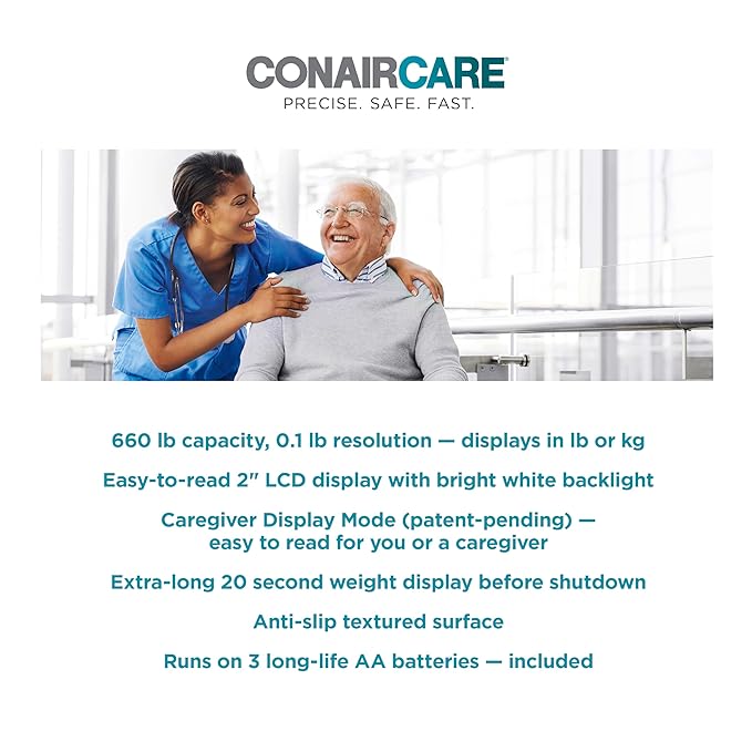 Conair Bathroom Scale for Body Weight, FSA/HSA Eligible High-Capacity Talking Bathroom Scale in both English and Spanish - 660 lb. Enhanced Weight Limit with XL Backlit LCD Display, Anti-Slip Platform