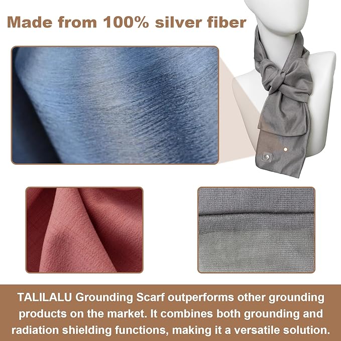 Faraday Scarf, Silver Fabric Neck Scarf,EMF Protection,Radiation Shielding for WiFi and Cellular, Face and Neck Coverage, Versatile Wear