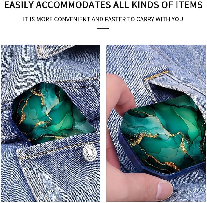 This Portable Teal Gold Marble Pattern 6-Compartment Pillbox Can Be Placed in A Pocket Or Wallet to Store Vitamins, Medicines Fish Oil Health Supplements Other Medications.