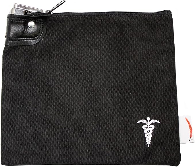 Medication Organizer Key Lock Bag, Travel Pill Organizer Medication Lock Bag with 2 Keys, Heavy Duty Lock System Medicine Lock, Pill Pouch, 8 x 10 inch (Black)