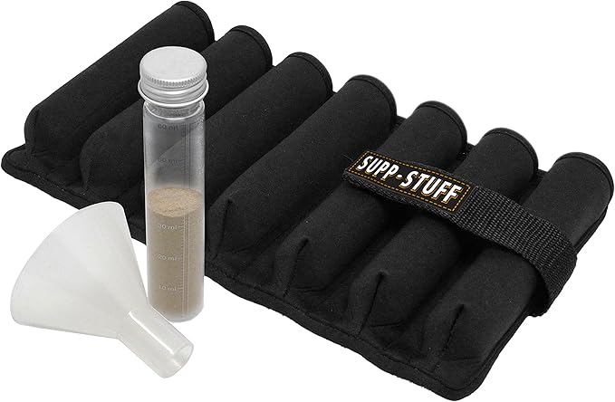 Supp Stuff Powder Supplement Organizer and Travel Case with 7 Powder Tubes and Transport Funnel Included, HSA/FSAPortable Protein Powder Supplement Container by Medcenter