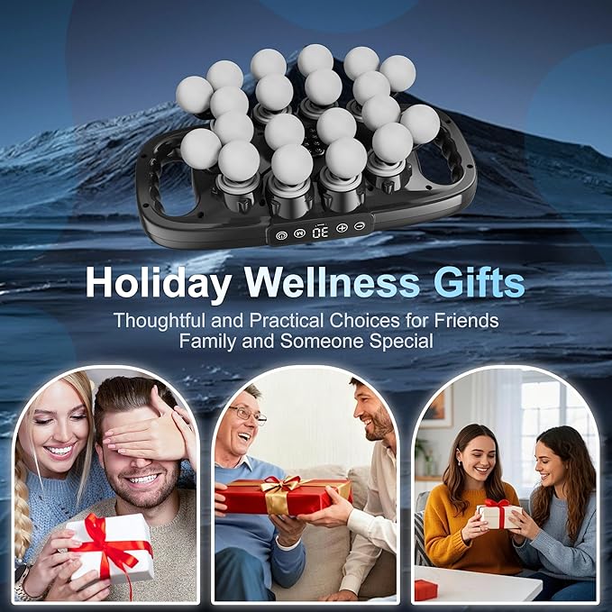 20 Head Massage Gun Deep Tissue, Back Massager with 9 Modes & 30 Intensities Percussion Muscle Massager Gun for Back Neck Shoulder Legs Pain Relief, Gift for Athletes Men Women