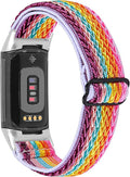 Lijinlan Nylon Band Compatible with Fitbit Charge 5 Advanced Fitness & Health Tracker, Elastic Woven Strap Stretchable Wristband Watch Bands Replacement for Charge 5 for Women Men