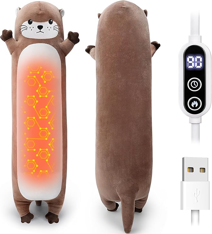 Otter Heating Pad-USB Heated Plush Stuffed Animals for Period Cramps and Menstrual Pain Relief,20” Portable Electric Heating Pad,Built-Pocket Plushies for Women Mom Girls Birthday Gifts