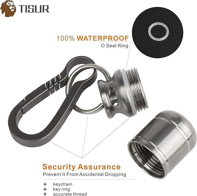 TISUR Portable Pill Cases, Metal Titanium Pill Holder Pocket Pill Box Keychain Waterproof Pill Bottle Medicine Organizer Case Container for Travel Purse Outdoor Camping