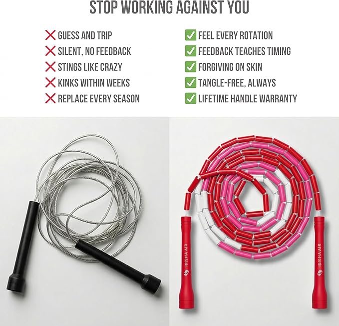 Elevate Rope Professional Beaded Jump Rope - 3m Adjustable, Quality Beads & Poly Cord - For Freestyle, Cardio & Tricks - All Levels & Indoor/Outdoor Use